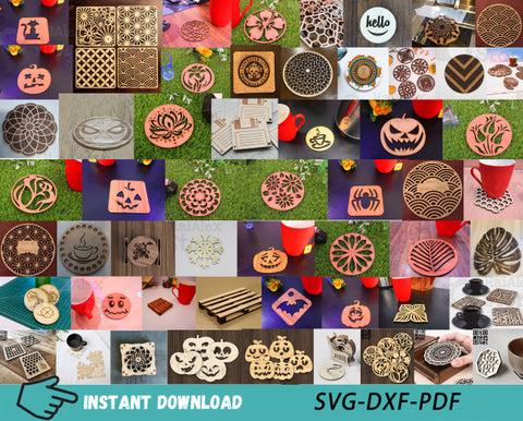 100+ Designs Wooden Coaster Laser Cut Files