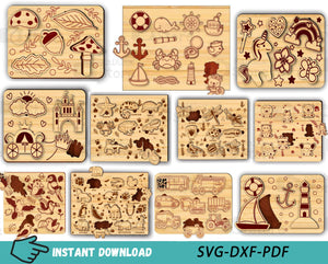 11 Designs Children Puzzle Laser Cut Files