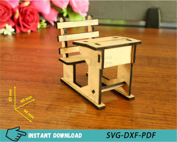 Miniature School Desk Plywood 3mm Laser Cut Files