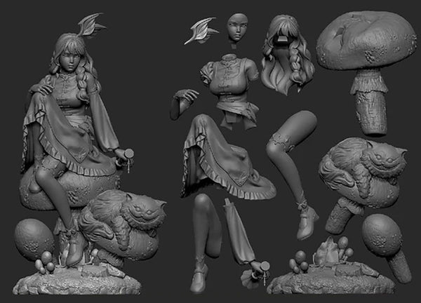 Alice in Wonderland 3D Model Ready to Print