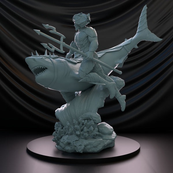 Aquaman and Shark Statues 3D Model Ready to Print