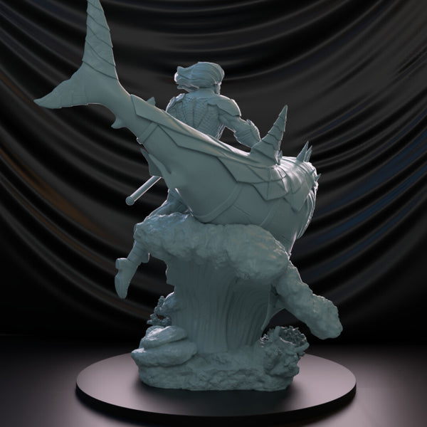 Aquaman and Shark Statues 3D Model Ready to Print