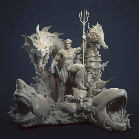 Aquaman on Throne 3D Model Ready to Print
