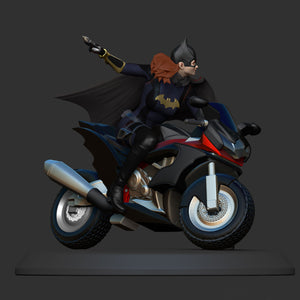 Batgirl on Motorbike 3D Model Ready to Print