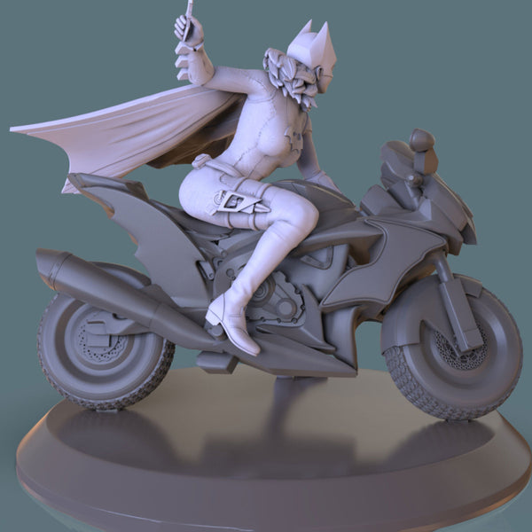 Batgirl on Motorbike 3D Model Ready to Print