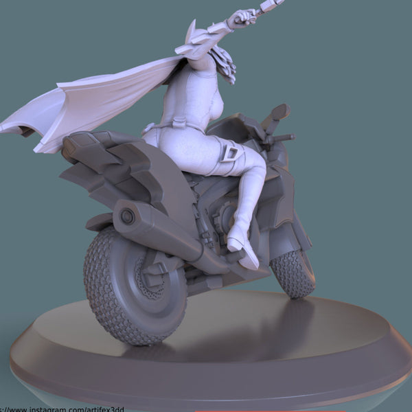 Batgirl on Motorbike 3D Model Ready to Print