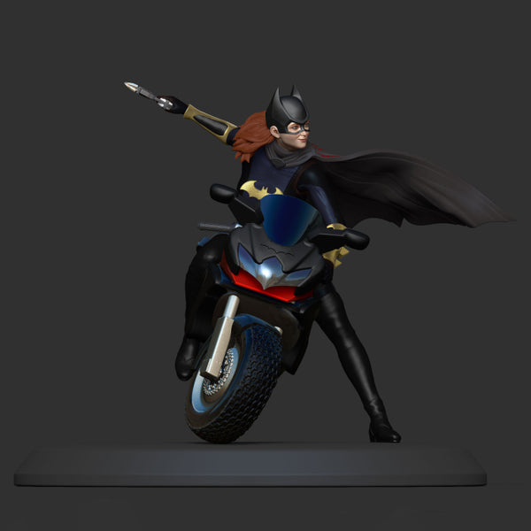 Batgirl on Motorbike 3D Model Ready to Print