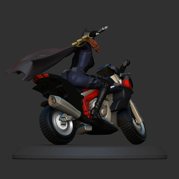 Batgirl on Motorbike 3D Model Ready to Print