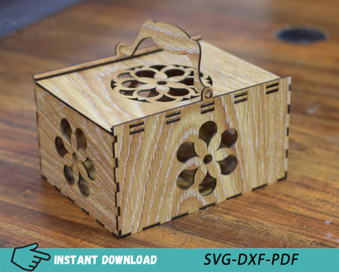 Box with Handle adn Slide Cover MDF 3mm Laser Cut Files