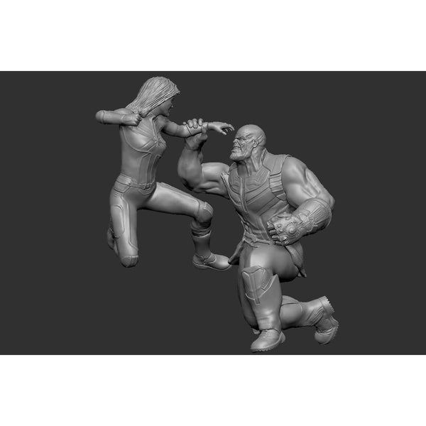 Captain Marvel vs Thanos 3D Model Ready to Print OBJ