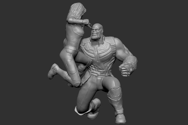 Captain Marvel vs Thanos 3D Model Ready to Print OBJ