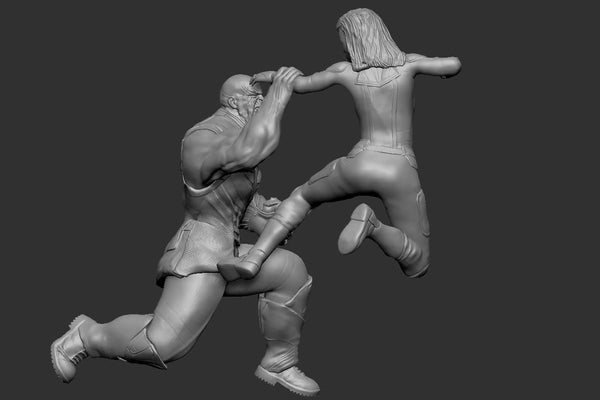 Captain Marvel vs Thanos 3D Model Ready to Print OBJ