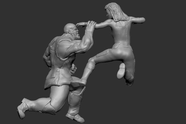 Captain Marvel vs Thanos 3D Model Ready to Print OBJ