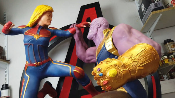 Captain Marvel vs Thanos 3D Model Ready to Print OBJ