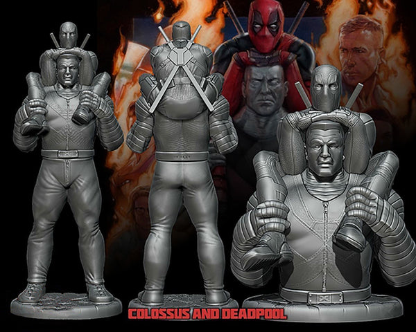 Colossus and Deadpool Statue 3D Model Ready to Print STL