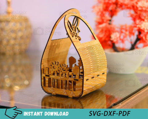 Cute Easter Egg Basket MDF 3mm Laser Cut Files