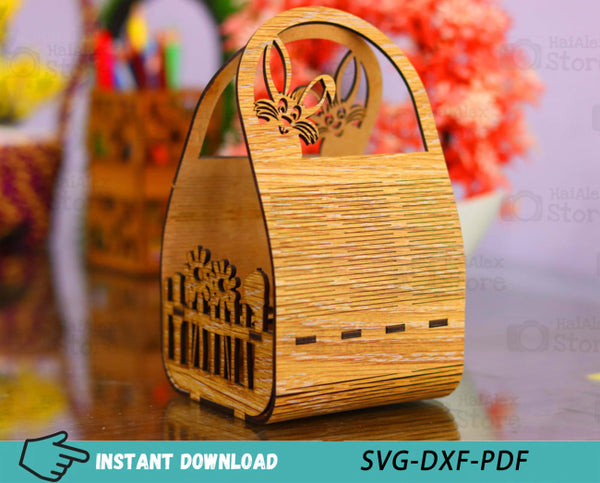 Cute Easter Egg Basket MDF 3mm Laser Cut Files