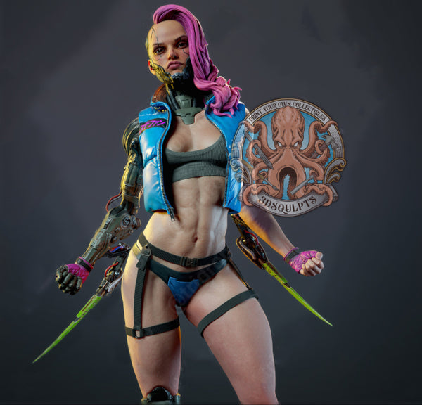 Cyberpunk Girl Figure 3D Model Ready to Print