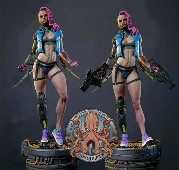 Cyberpunk Girl Figure 3D Model Ready to Print