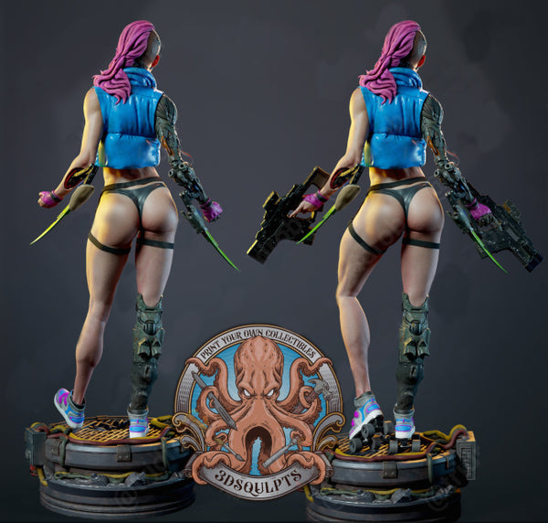 Cyberpunk Girl Figure 3D Model Ready to Print