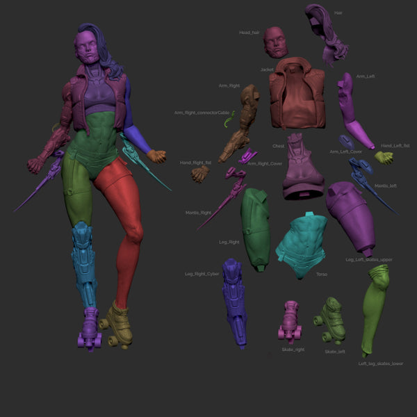 Cyberpunk Girl Figure 3D Model Ready to Print