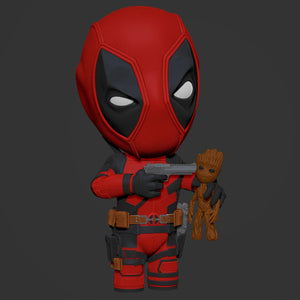 Deadpool vs Groot 3D Model Ready to Print STL