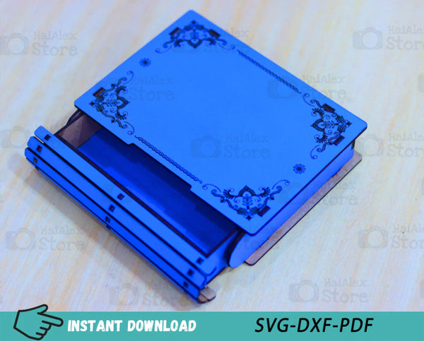 Decorative Book Box with Drawer MDF 3mm Laser Cut Files