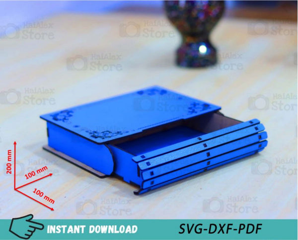 Decorative Book Box with Drawer MDF 3mm Laser Cut Files