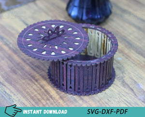 Decorative Round Gift Box Plywood 3mm Laser Cut Files