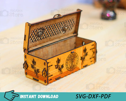 Decorative Wood Gift Box with Lid MDF 3mm Laser Cut Files