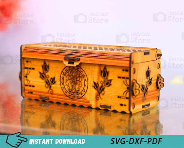Decorative Wood Gift Box with Lid MDF 3mm Laser Cut Files