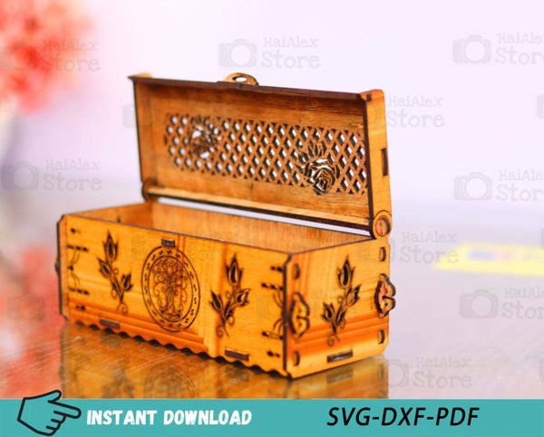 Decorative Wood Gift Box with Lid MDF 3mm Laser Cut Files
