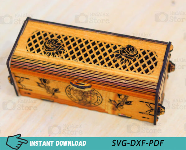 Decorative Wood Gift Box with Lid MDF 3mm Laser Cut Files