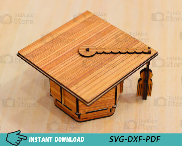 Graduation Cap Box Plywood 4mm and 3mm Laser Cut Files