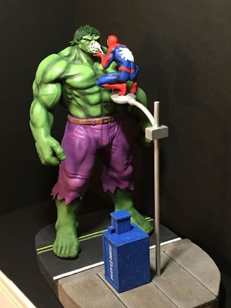 Hulk and Spiderman Diorama 3D Model Ready to Print