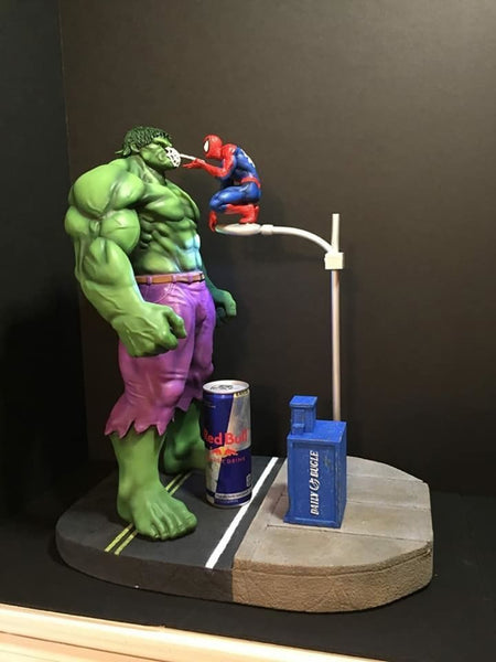 Hulk and Spiderman Diorama 3D Model Ready to Print
