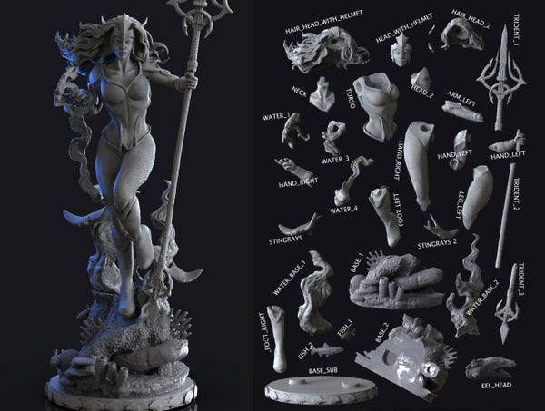 Mera Queen of Atlantis Statues 3D Model Ready to Print