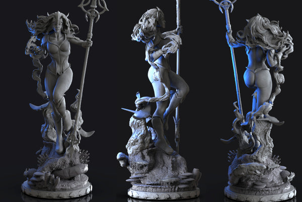 Mera Queen of Atlantis Statues 3D Model Ready to Print