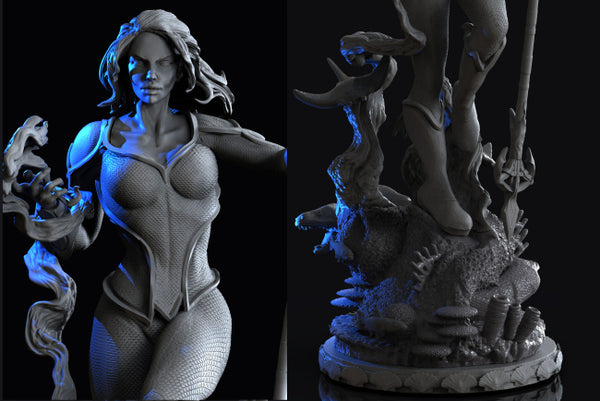 Mera Queen of Atlantis Statues 3D Model Ready to Print