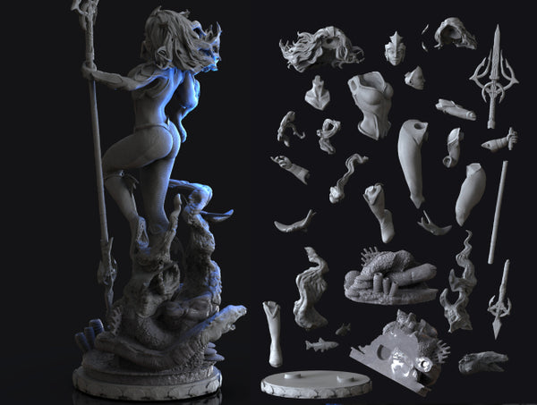 Mera Queen of Atlantis Statues 3D Model Ready to Print