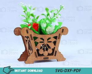 Mini Flower Basket Plywood 3mm Laser Cut File