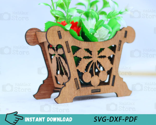 Mini Flower Basket Plywood 3mm Laser Cut File