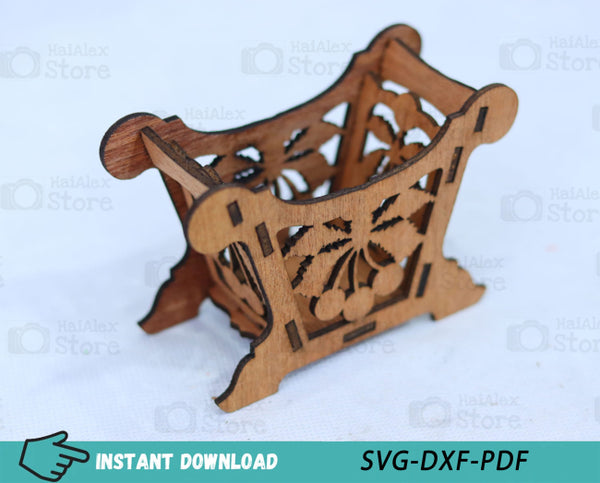 Mini Flower Basket Plywood 3mm Laser Cut File