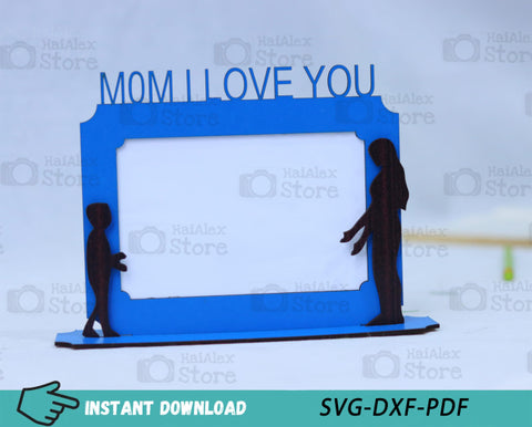 Mom I Love You Photo Frame Plywood 3mm Laser Cut Files