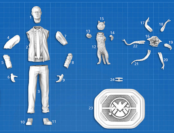 Nick Fury and Cat 3D Model Ready to Print STL