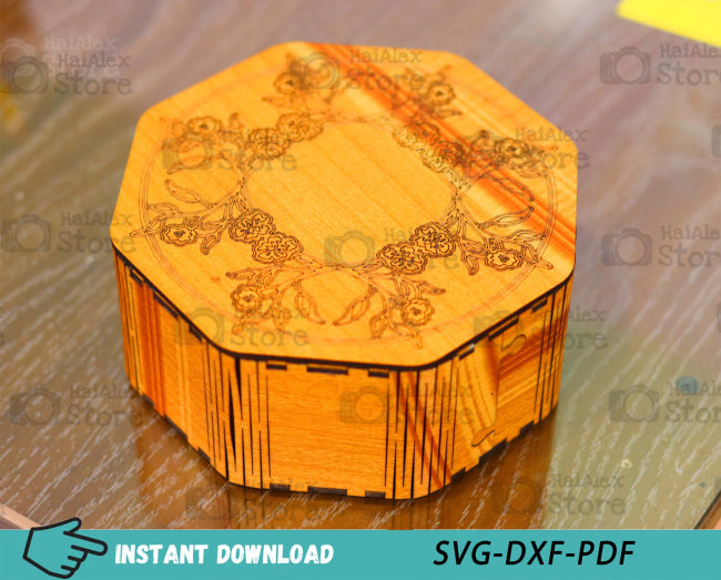 Octagon Wooden Box MDF 3mm Laser Cut Files