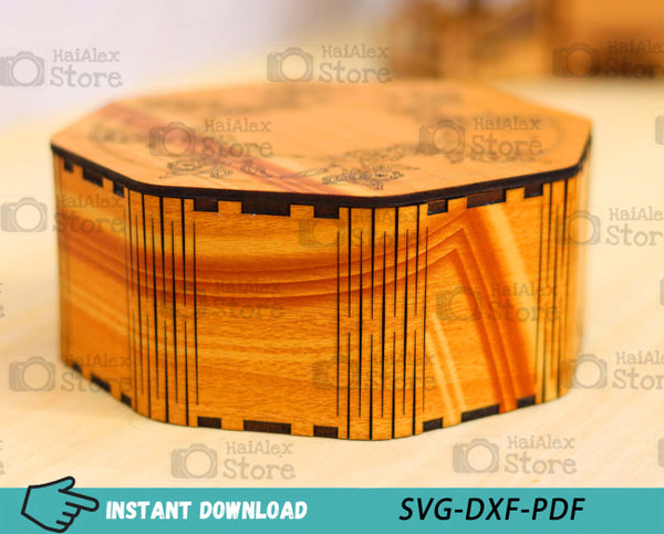 Octagon Wooden Box MDF 3mm Laser Cut Files