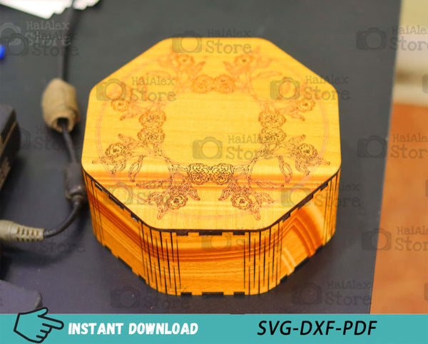 Octagon Wooden Box MDF 3mm Laser Cut Files