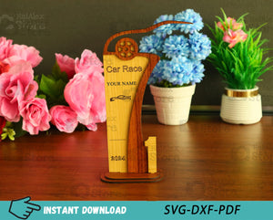 Personalized Wooden Race Car Trophy MDF 3mm Laser Cut Files