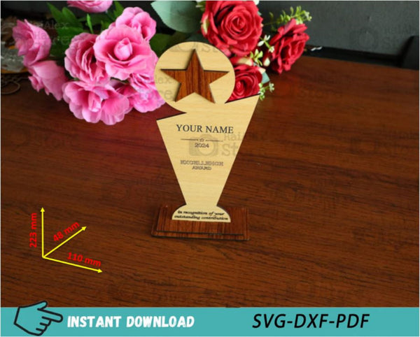 Personalized Wooden Trophy MDF 3mm Laser Cut Files